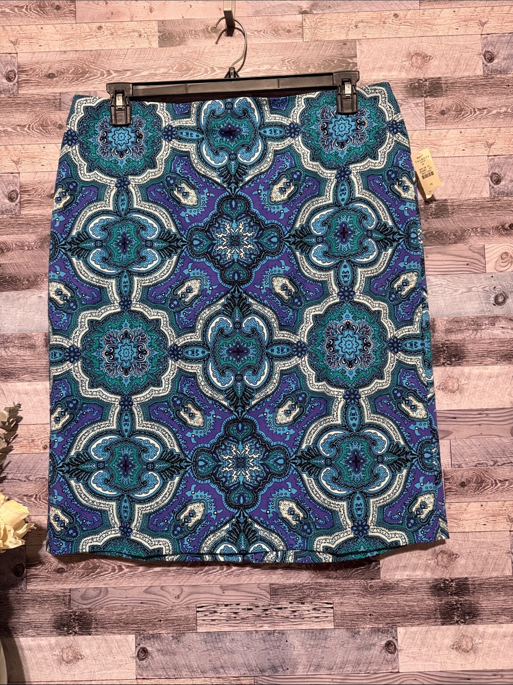 NWT! Talbots Blue & Teal Printed Pencil Skirt